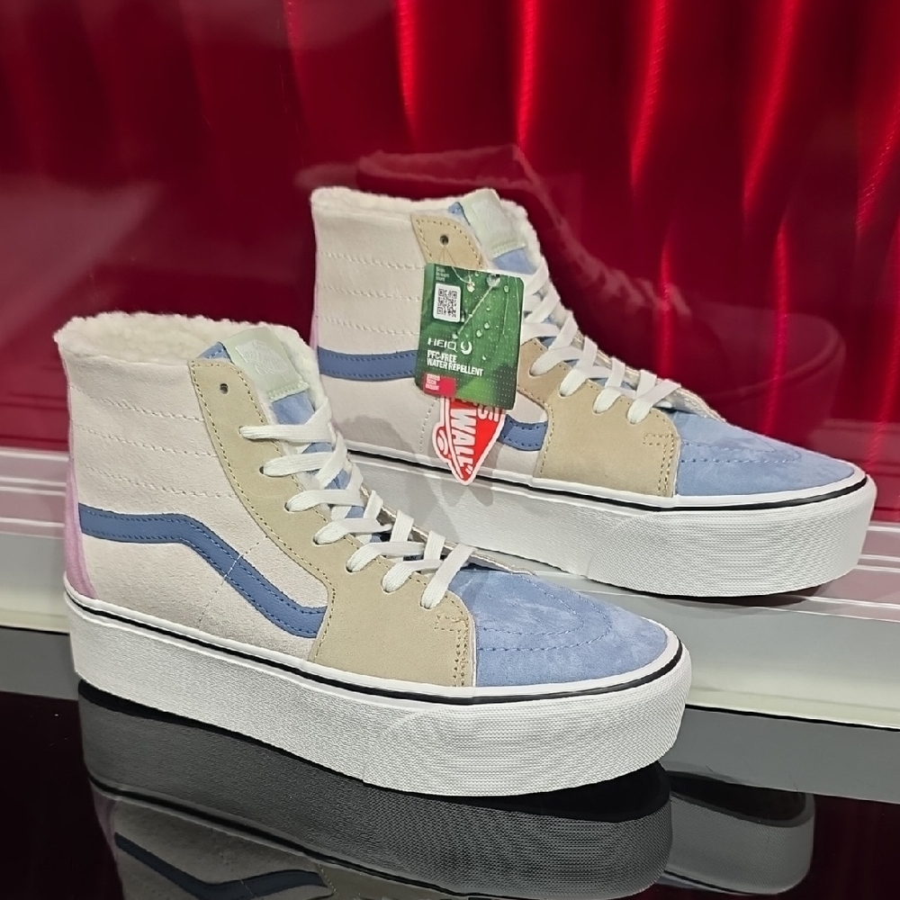 Vans Sk8-Hi Tapered Pig Suede/Sherpa Multi Color Men’s 8 / Women’s 9.5 Brand New